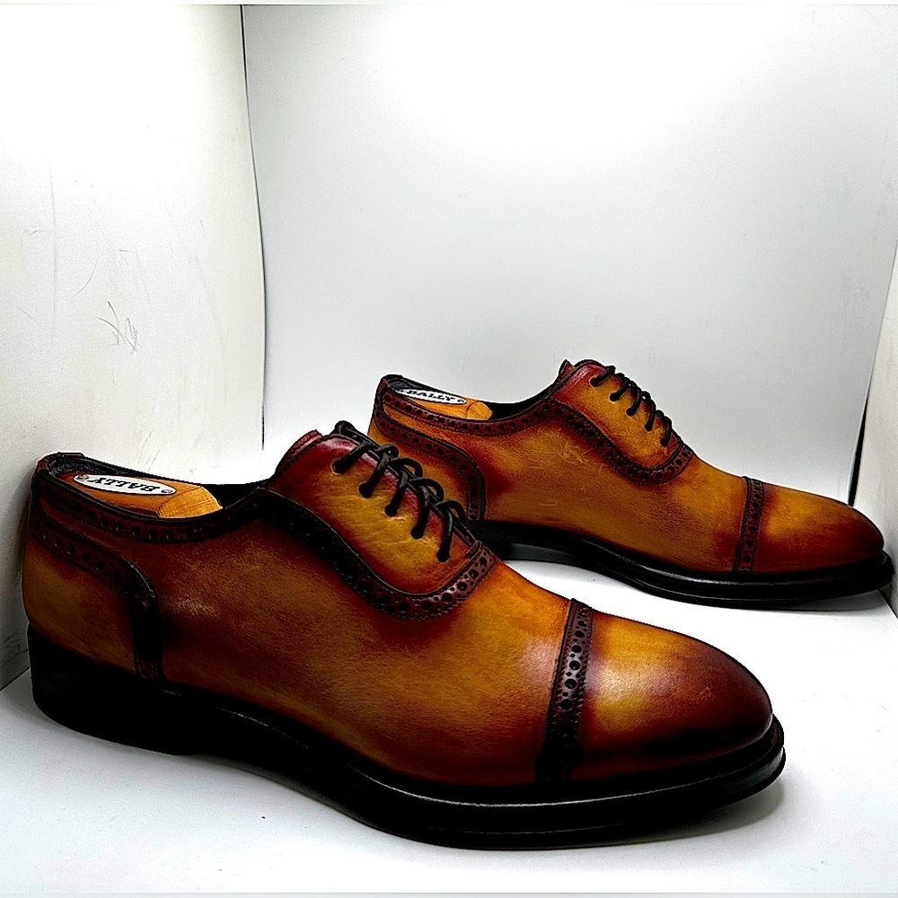 STUNNING Zampiere Burnished Calf-Skin Leather Cap-Toe Oxfords 🤩🤩🤩 MINT COND. - Picture 9 of 16